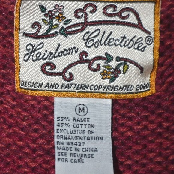 Vintage Heirloom Collectibles Size M Button Up Cardigan Vest Sweater Fall Scene - Picture 13 of 14